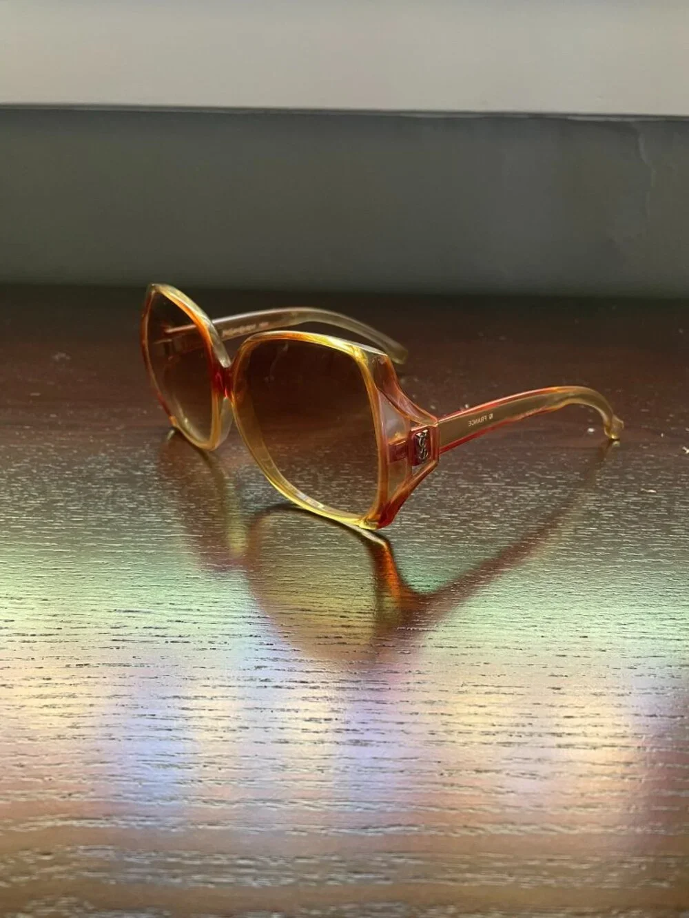Vintage Yves Saint Laurent (YSL) Amber-Brown Oversized Sunglasses 1980s